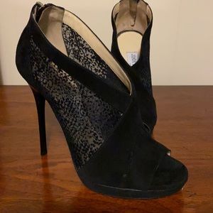 Jimmy Choo Flocked Mesh/Suede Black/Black